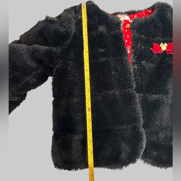 Minnie Mouse Black Faux Fur Jacket with Red Accents - Picture 3 of 5